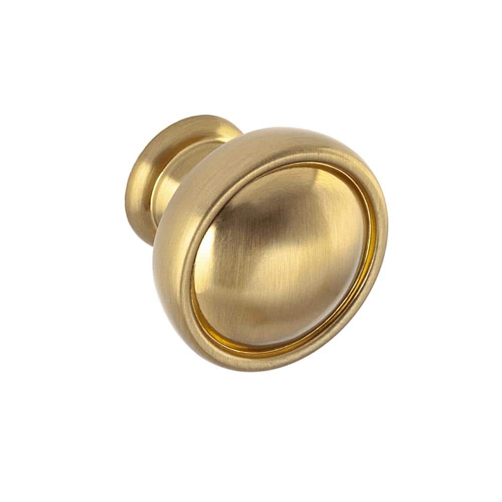 10-Pack Grayson 1-1/8 in. (29 mm) Traditional Satin Brass Round Cabinet Knob - Hercitys