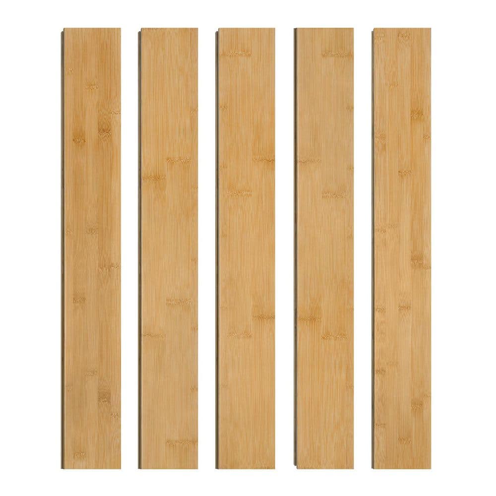 40.15″ L x 5.11″ W x 0.6 ” T Light Honey Prefinished Solid Bamboo Plank Flooring, Tongue and Groove (20 sq. ft. /case) - Hercitys