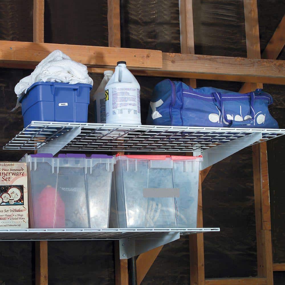 2-Shelf 45 in. W Wire Garage Wall Storage System in White - Hercitys