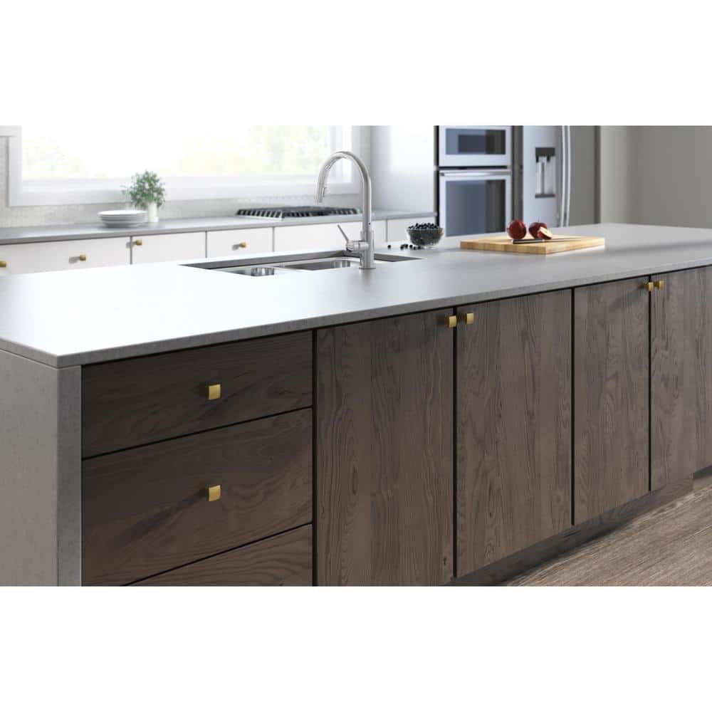 (10-Pack) Simply Geometric 1-1/8 in. (29 mm) Modern Gold Square Cabinet Knobs - Hercitys