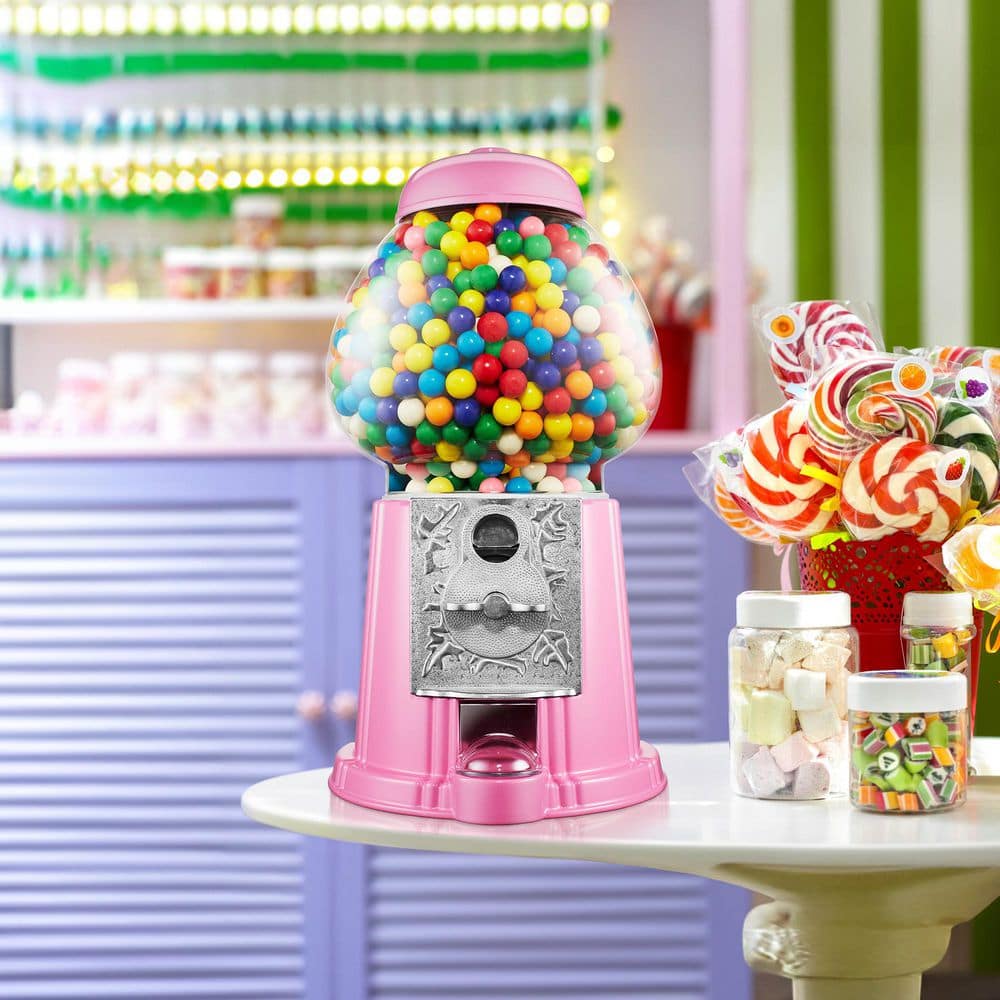 15 in. Gumball Machine, Vintage Style Candy Dispenser, Pink - Hercitys