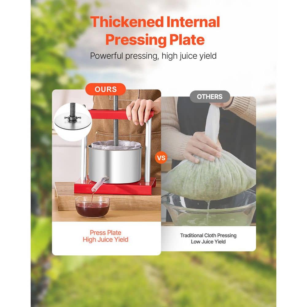 3L/0.8 Gal. Fruit Wine Press-2 Stainless Steel Barrels-Manual Juice Maker-Ideal for Cider, Apple, Grape, Tincture - Hercitys