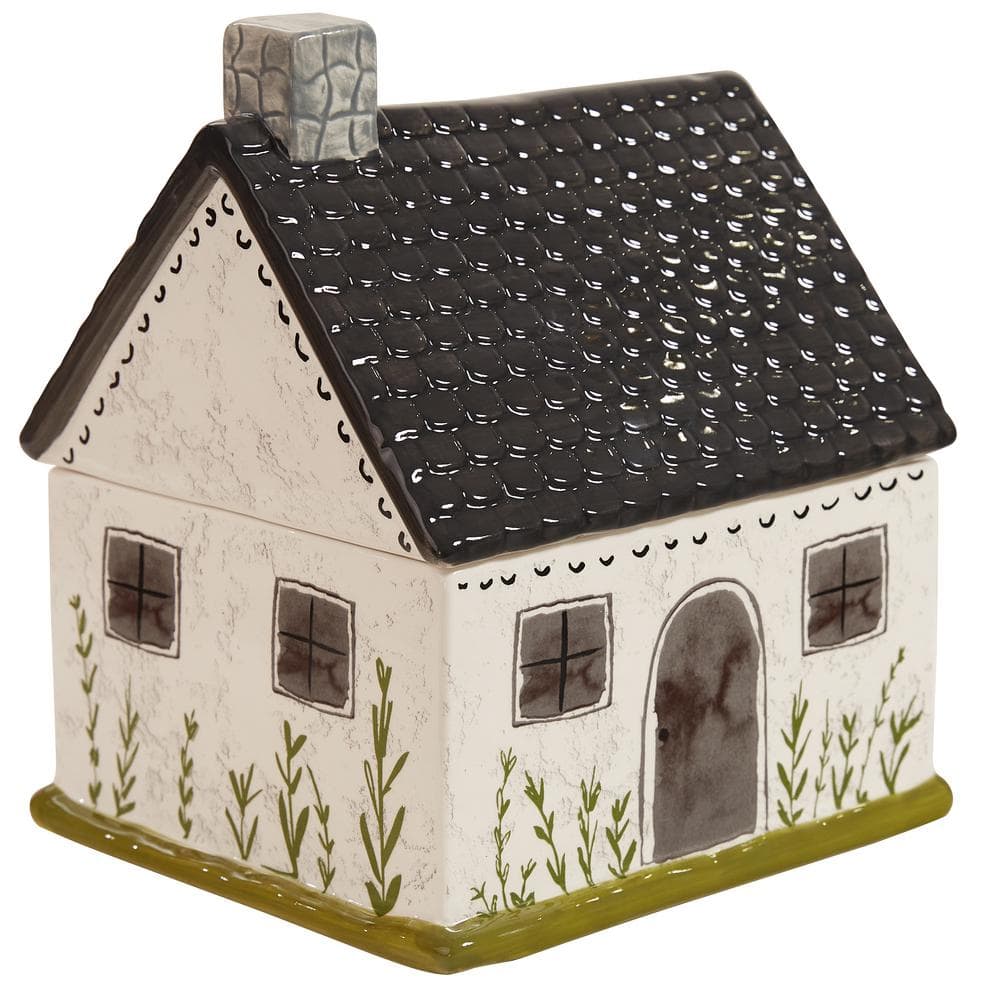 1 White 8.75 in. Stone Together Cookie Jar - Hercitys