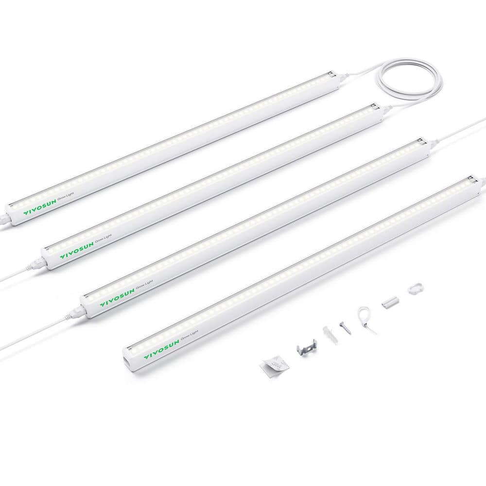 2 ft. 15-Watts 5000K T5 Linear LED Grow Light, Full Spectrum, ‎Cool White (4-Pack) - Hercitys