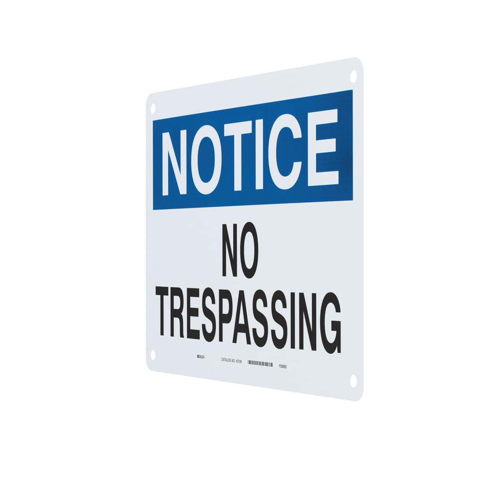 10 in. x 14 in. Aluminum Notice No Trespassing Sign - Hercitys