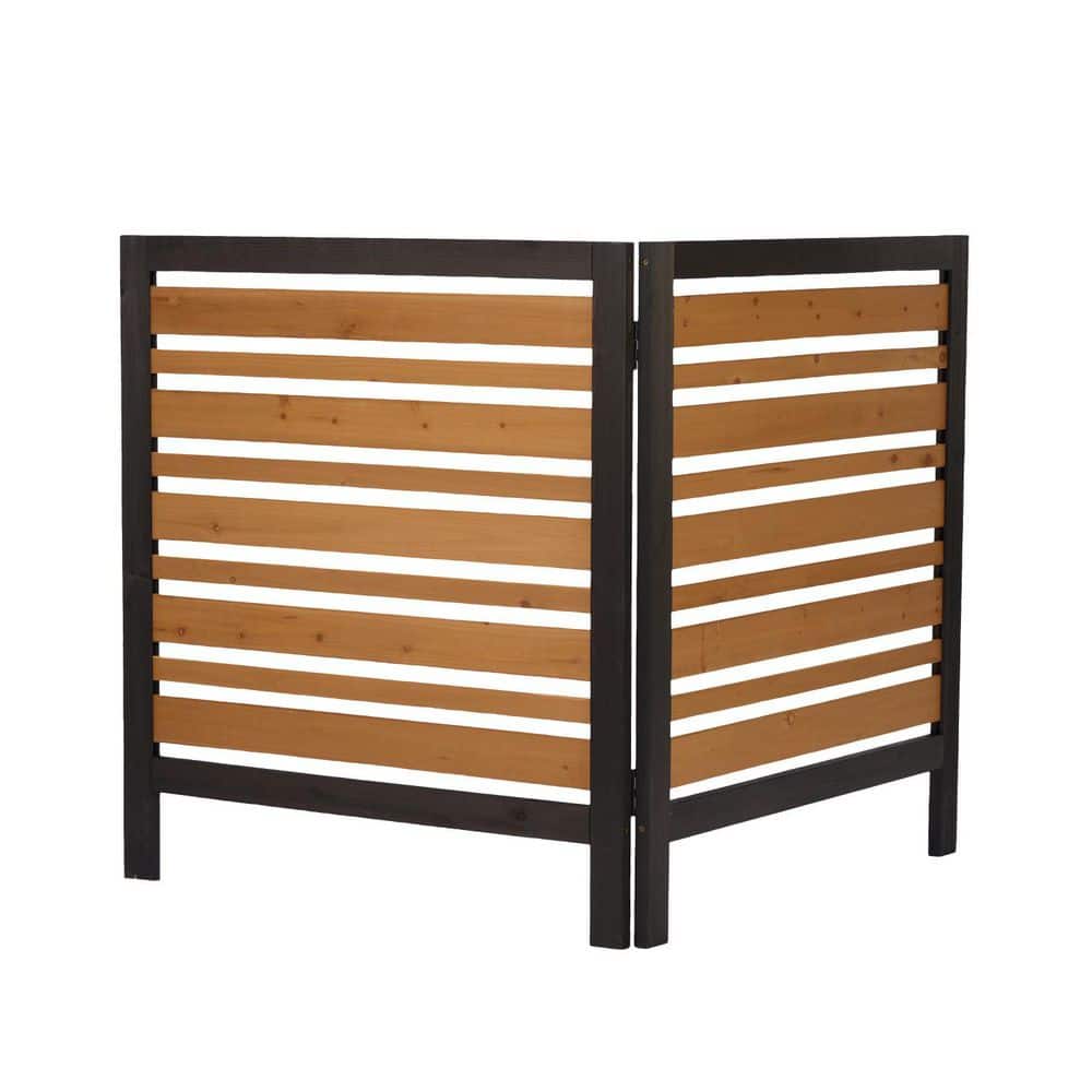 2-Panel 42 in. x 38 in. Wood Privacy Garden Fence, Outdoor Air Conditioner Fence Screen for Backyard and Garden - Hercitys