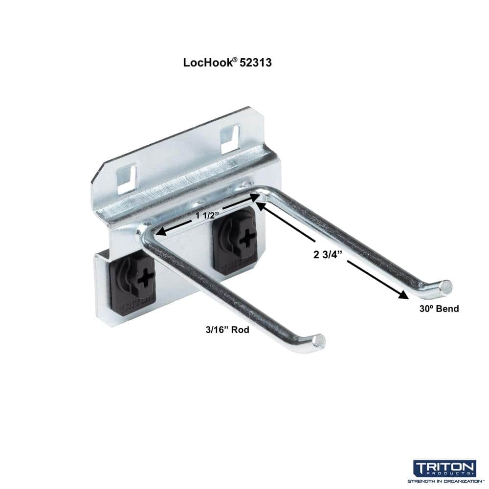 3 in. Double Rod 30 Degree Bend 3/16 in. Dia Zinc Plated Steel Pegboard Hook (5-Pack) - Hercitys