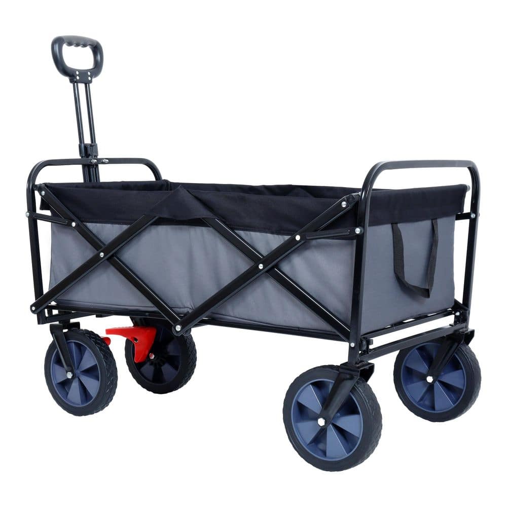 5.29 cu. ft. Steel Garden Cart, Foldable Heavy-duty Wheeled Cart, Suitable for Outdoor Use and Shopping - Hercitys