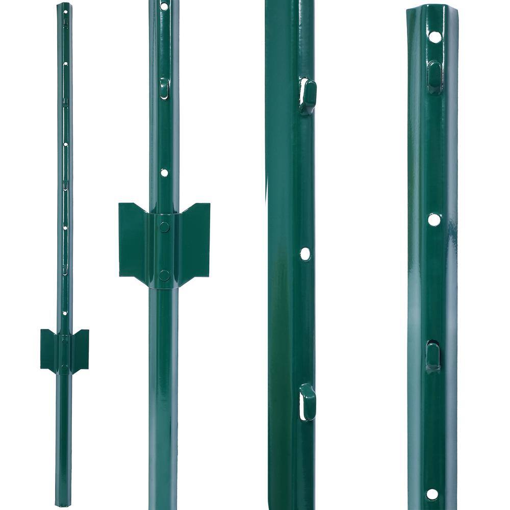 3 ft. Heavy Duty Green Metal U-Channel Steel Fence Posts for Holding Garden Wire Fence, Corner Anchor Posts (10-Pack) - Hercitys