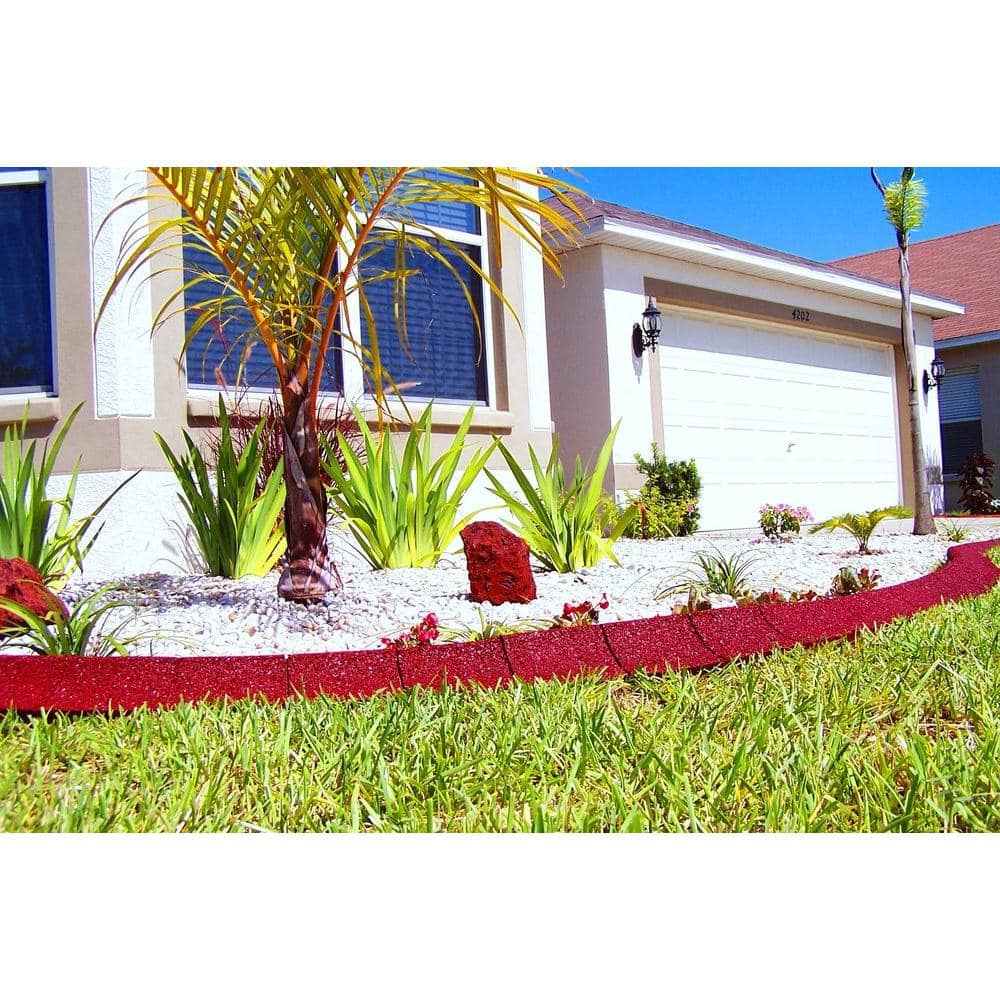 4 ft. Red Rubber Curb Landscape Edging (4-Pack) - Hercitys