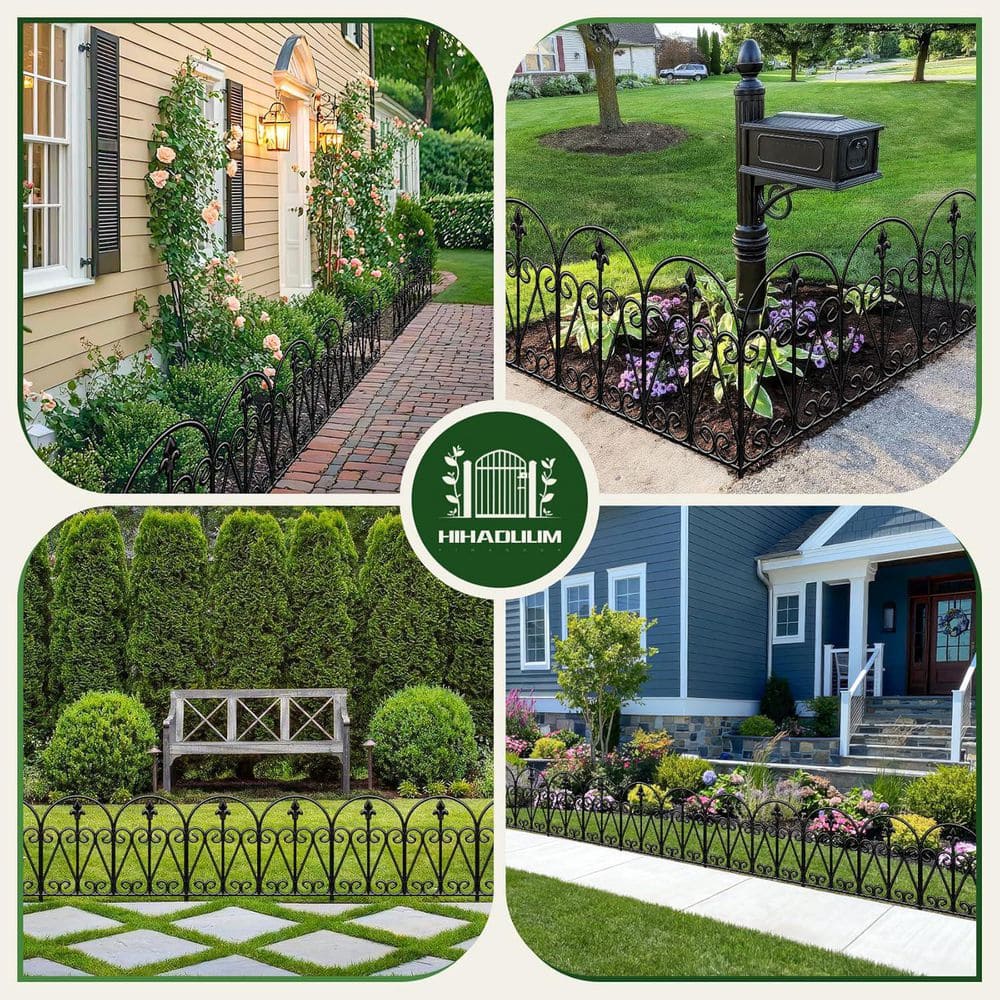 24.5inH Decorative Metal Garden Fence Heavy Duty for Dogs 5 Pack Outdoor Flower Beds Patio Yard Decor - Hercitys
