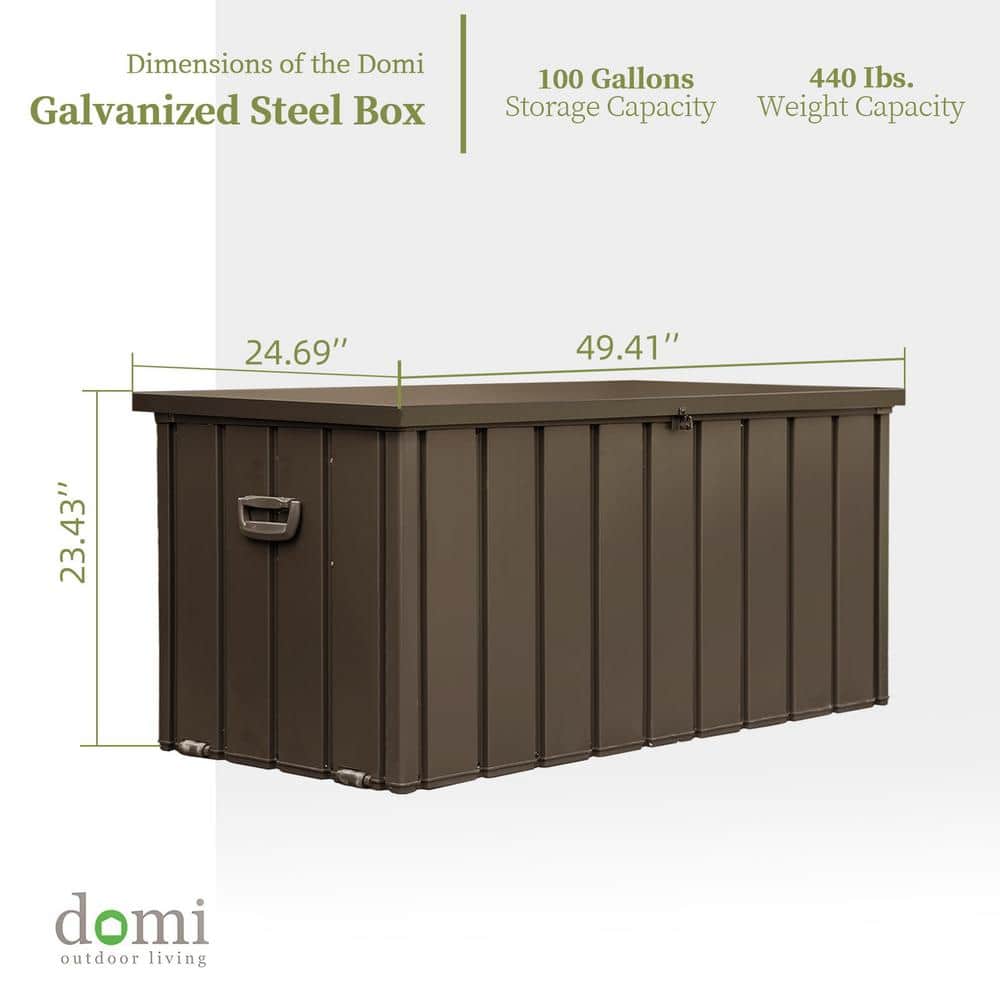 100 Gal. Dark Brown Galvanized Steel Deck Box - Hercitys