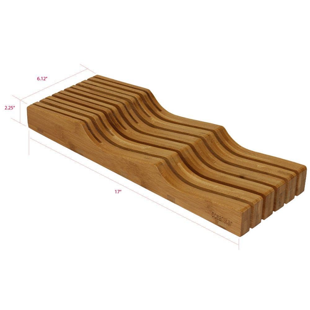 2.25 in. x 6.12 in. x 17 in. In-Drawer Bamboo Knife Organizer - Hercitys