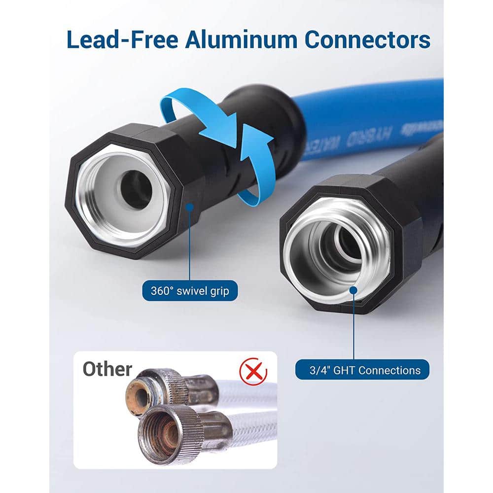 5/8 in. x 50 ft. Heavy-Duty Water Hose with Swivel Grip, Lightweight Flexible Hose for Plants, 3/4 in. Solid Fittings - Hercitys