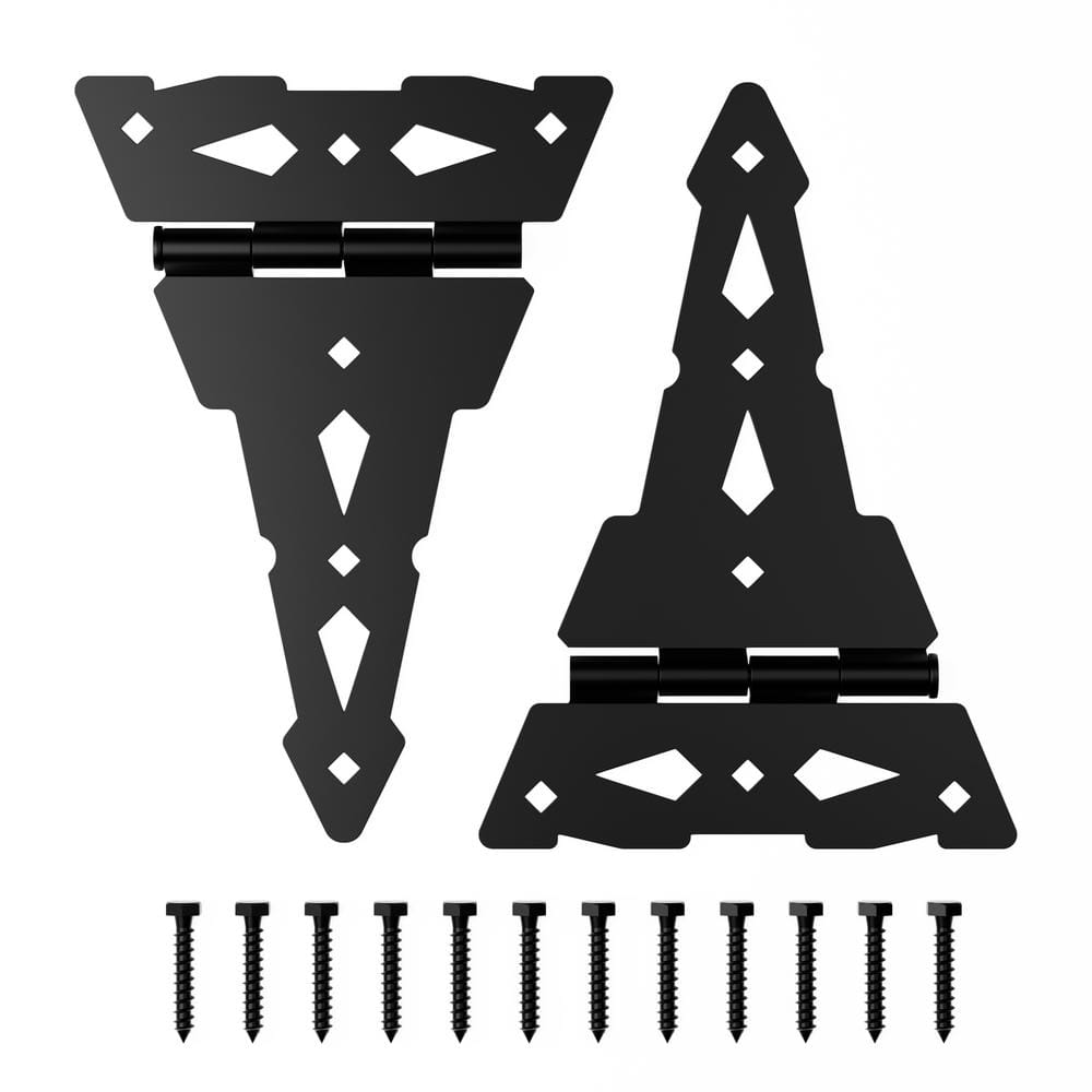 10 in. x 7 in. Heavy-Duty Decorative Tee Hinge Barn Gate Hinge (2-Pack) - Hercitys