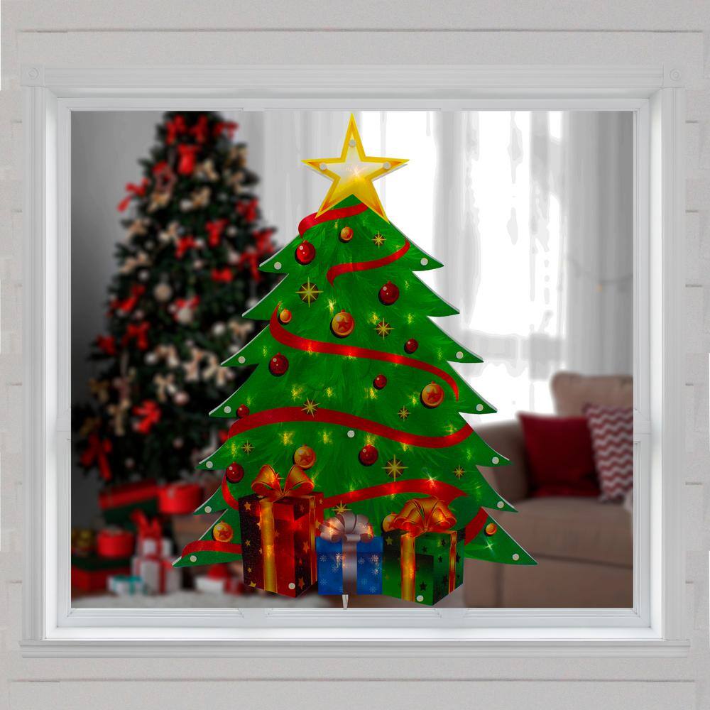 23 in. Lighted Christmas Tree Window Silhouette - Hercitys
