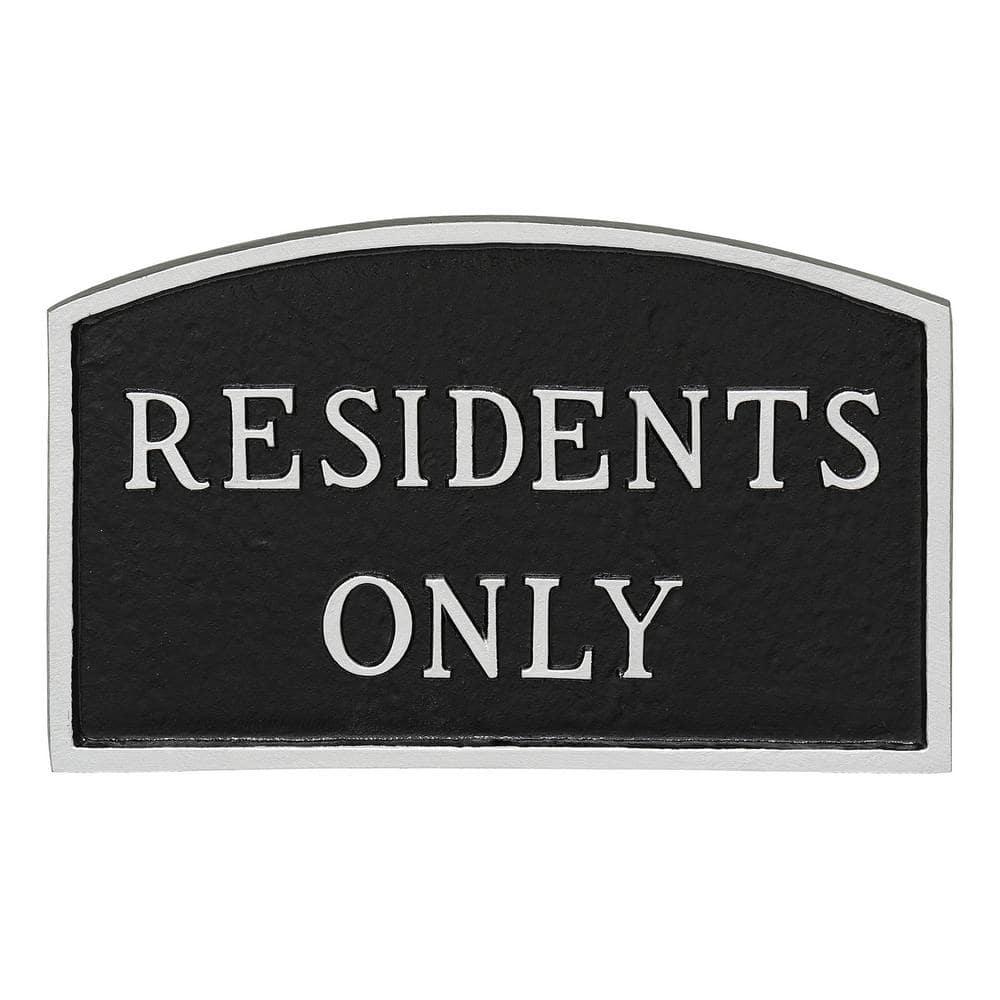 5.5 in. x 9 in. Small Arch Residents Only Statement Plaque Sign – Black/Silver - Hercitys