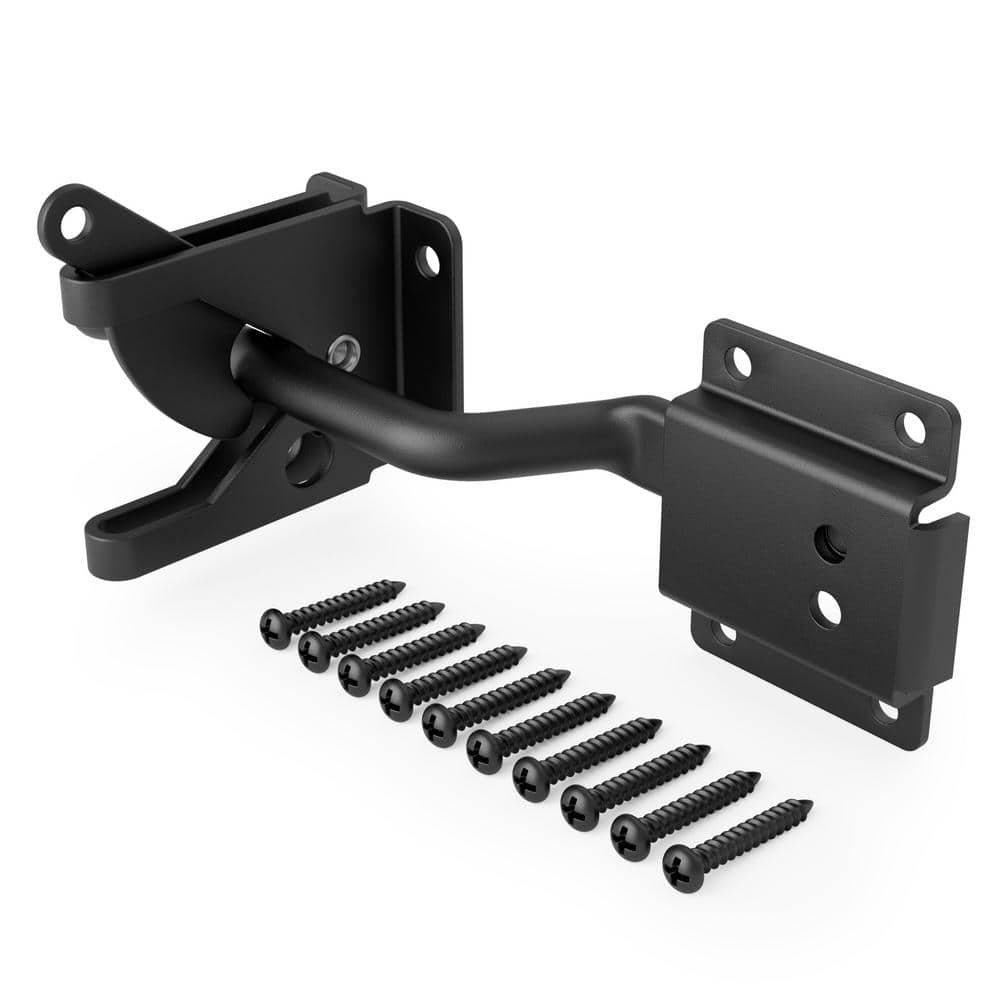 5.8 in. Black Iron Self-Adjusting Gate Latch with Screws - Hercitys