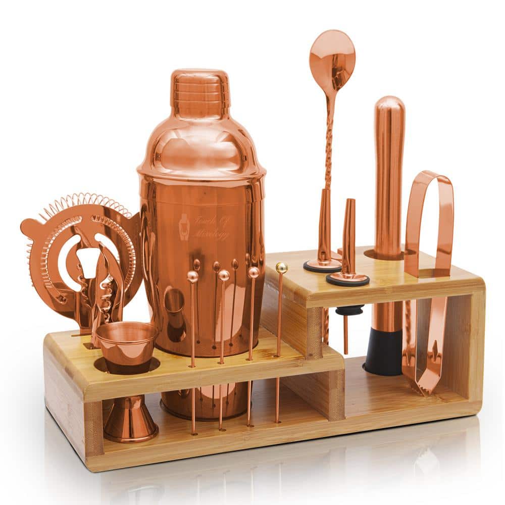 14-Piece Stainless Steel Bartender Kit-Bar Set 25 oz. Cocktail Shaker-Cocktail Kit Set-Bartending Kit (Rose Gold) - Hercitys