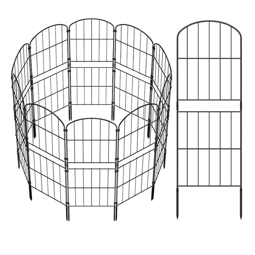 38 in. Metal Decorative Garden Fence Rustproof Wire Border with Plastic Stakes 10ft Long for Yard and Patio - Hercitys