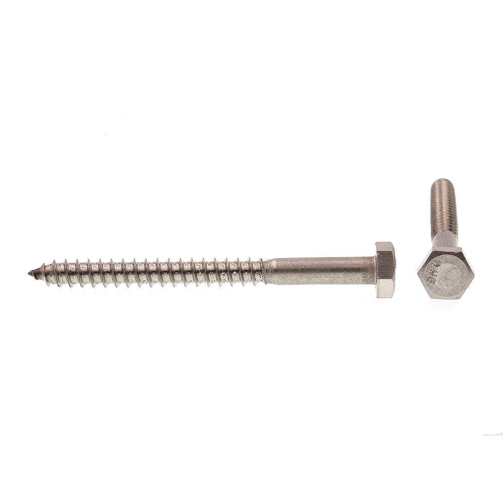 1/4 in. x 3 in. Hex Drive, Grade 18-8 Stainless Steel Lag Screw Hex Head (25-Pack) - Hercitys
