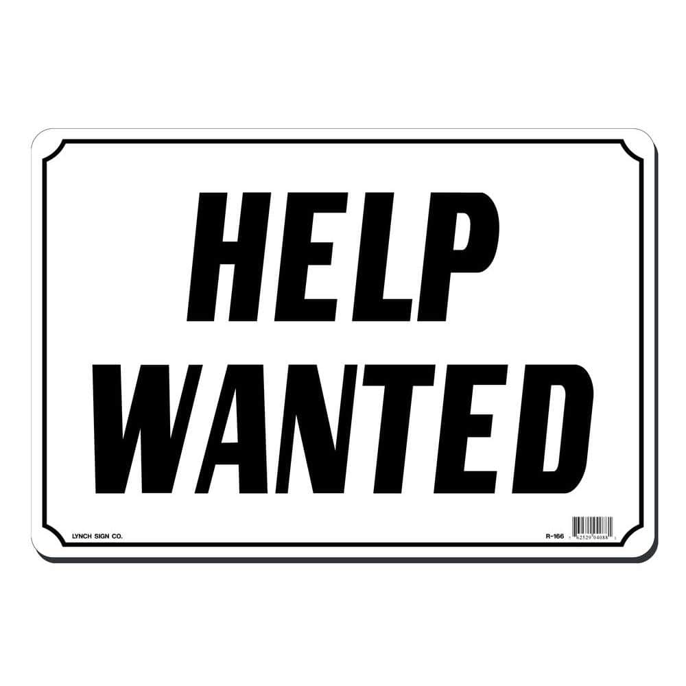 14 in. x 10 in. Help Wanted Sign Printed on More Durable, Thicker, Longer Lasting Styrene Plastic - Hercitys