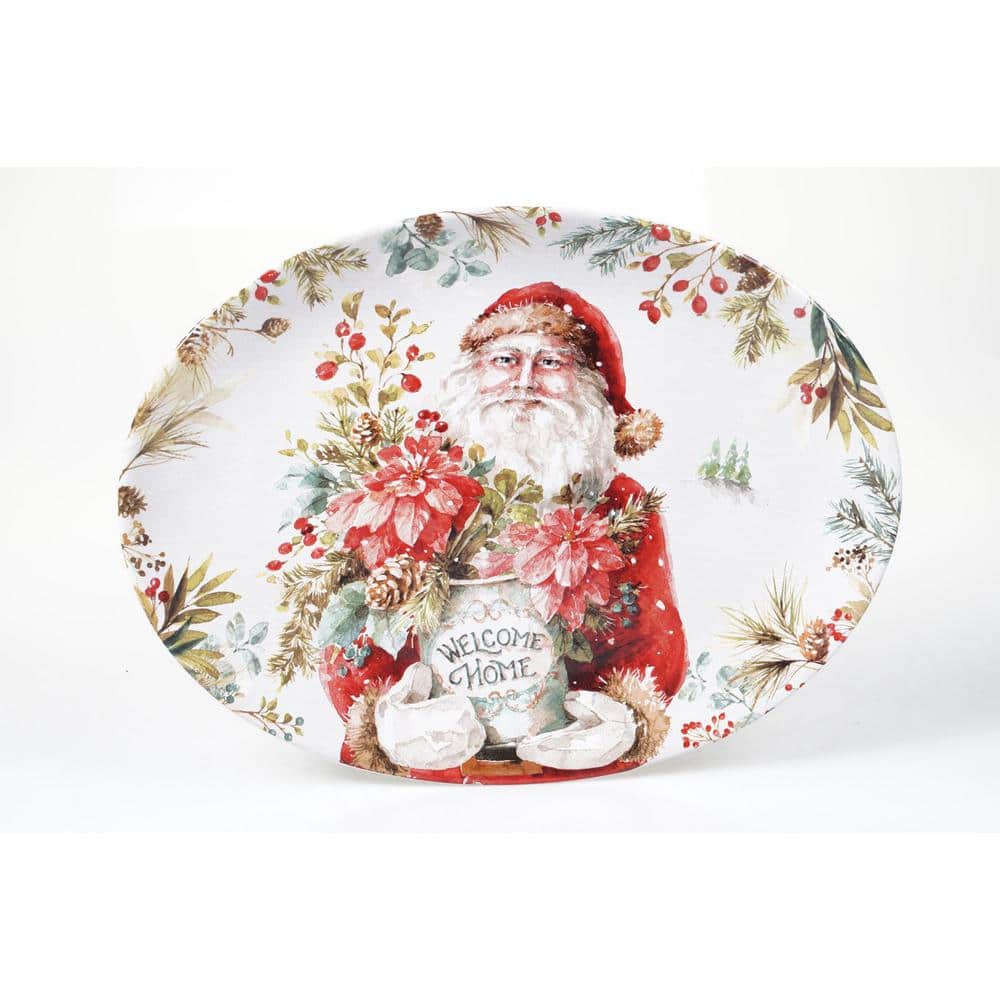 16 in. Christmas Story Multicolored Earthenware Rectangular Platter - Hercitys