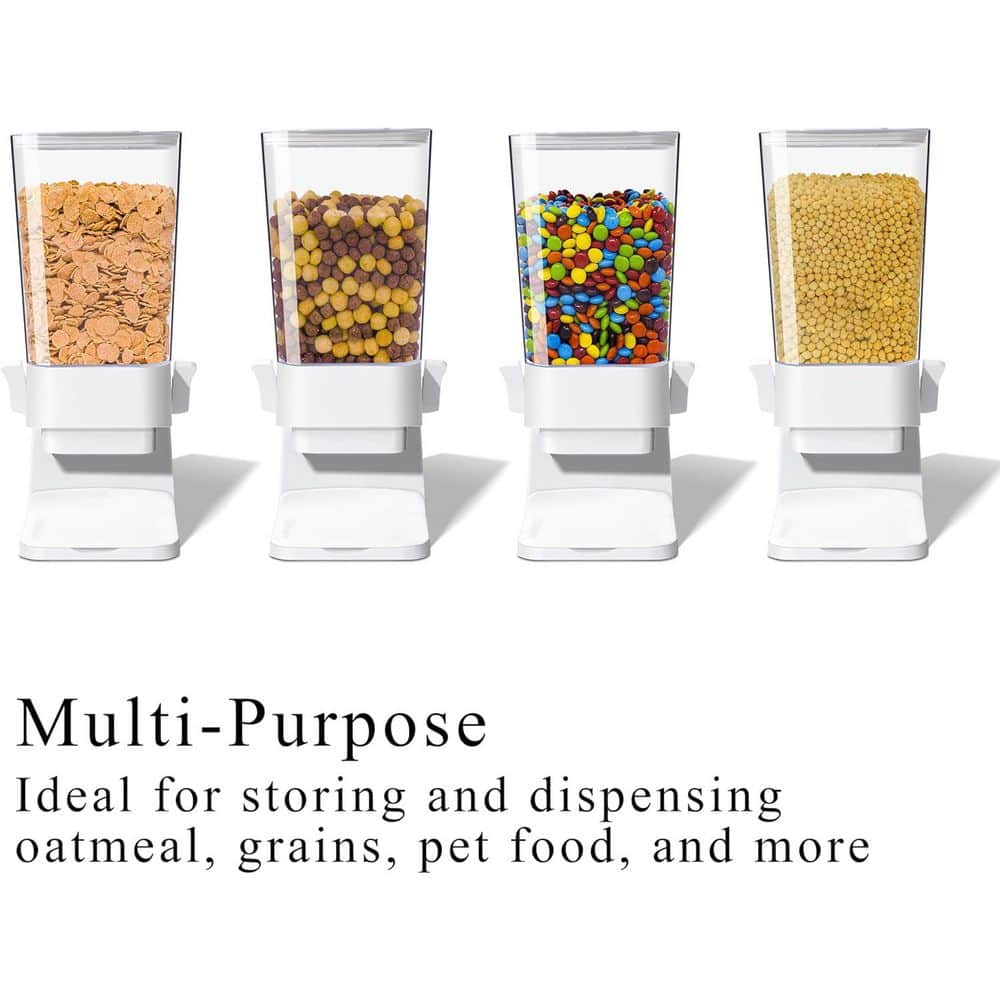 2-Pieces 5 l Dry Food Cereal Dispenser Countertop for Pantry to Crush Cereal, Can Hold Oatmeal, Pet Food in White - Hercitys
