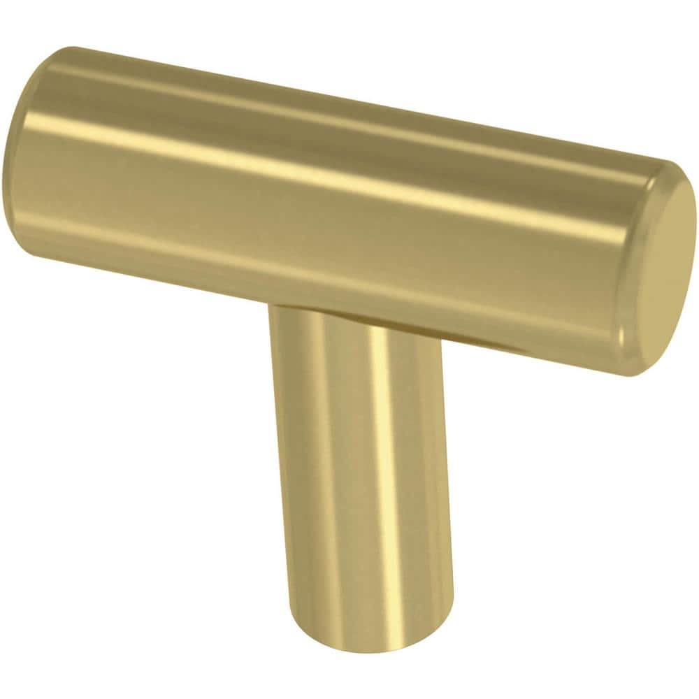 (30-Pack) Simple Round Bar 1-1/4 in. (32 mm) Modern Satin Gold T-Shaped Bar Cabinet Knobs - Hercitys