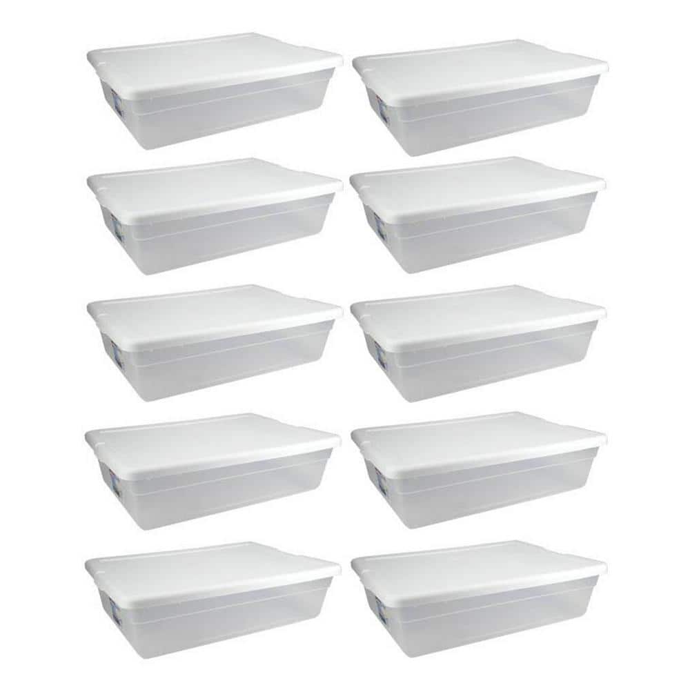 28 Qt. Clear Stackable Under Bed Organizer Storage Container, (10 Pack) - Hercitys
