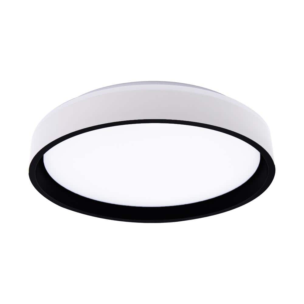 15.3 in. White Shade Adjustable CCT 3000K/4000K/5000K Dimmable Flush Mount Light Fixture - Hercitys