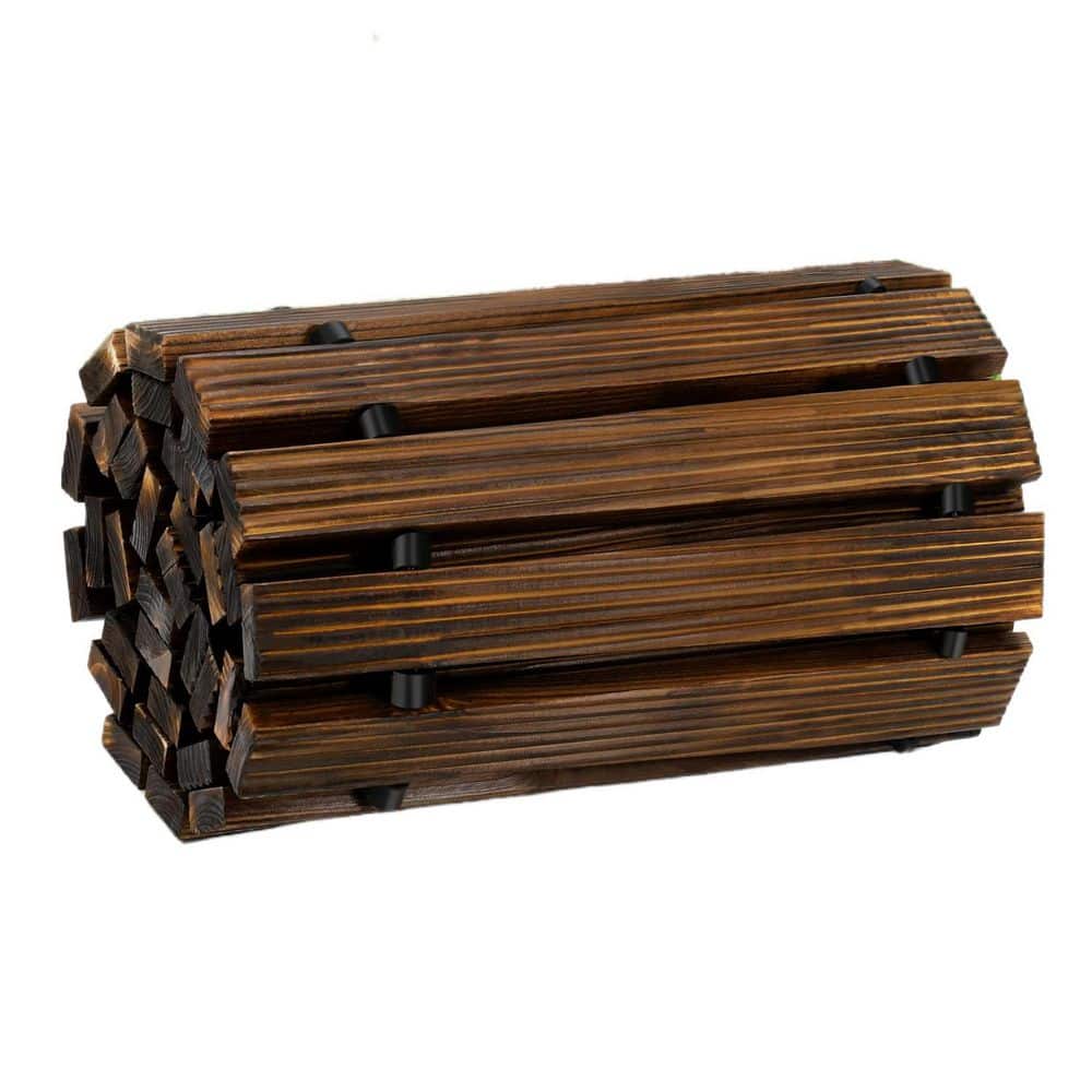 17 in. W x 8 ft. L x 0.6 in. H Wooden Garden Pathway, Roll Out Cedar Straight Walkway Edging Decorative Floor Dark Brown - Hercitys