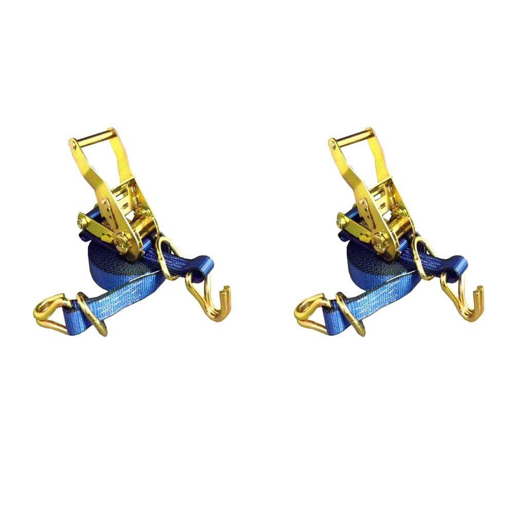 1 in. x 16 ft. Ratchet Tie-Down Strap with 3000 lbs. D-Ring Hook (2-Pack) - Hercitys