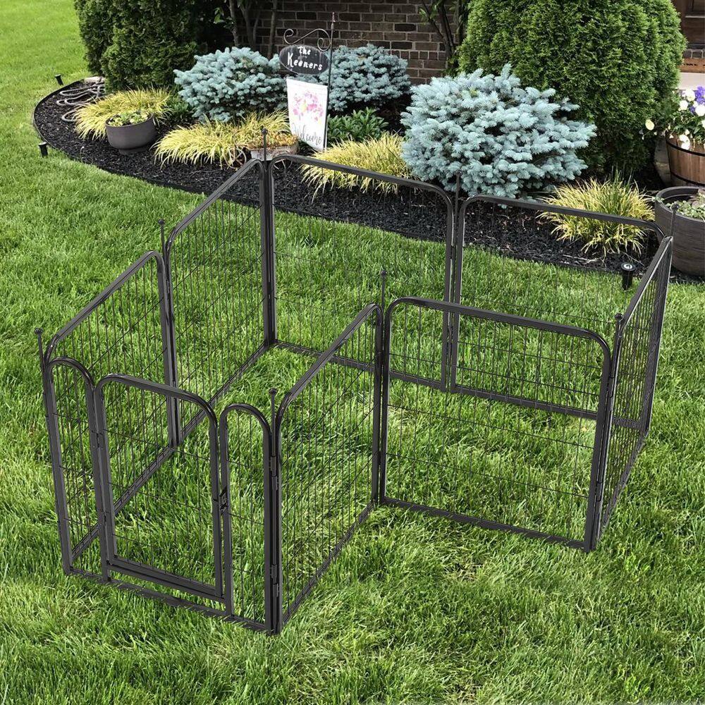 22 in. H Garden Fence Portable Outdoor Folding 8-Panel Heavy Duty Metal Pet Playpen - Hercitys