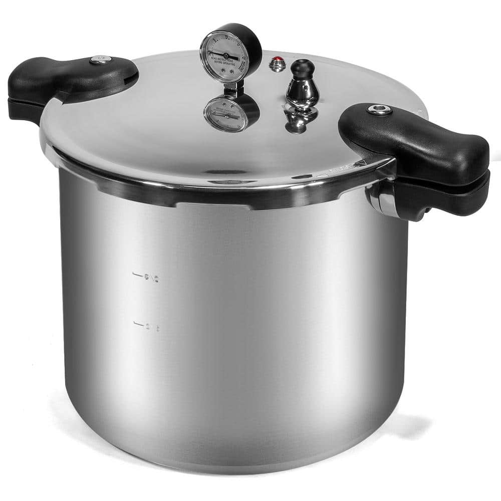22 qt. Aluminum Stovetop Pressure Cooker With Built-in Pressure Dial Gauge - Hercitys