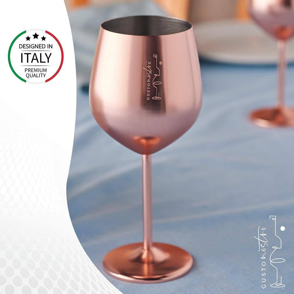 18 Oz. Full-Bodied Rose Gold Outdoor Use Wine Glass Set of 2 - Hercitys