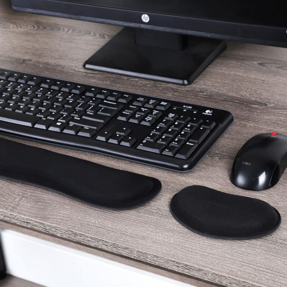3 in. W Rectangle Black Memory Foam Ergonomic Keyboard and Mouse Wrist Rest Set, Black - Hercitys