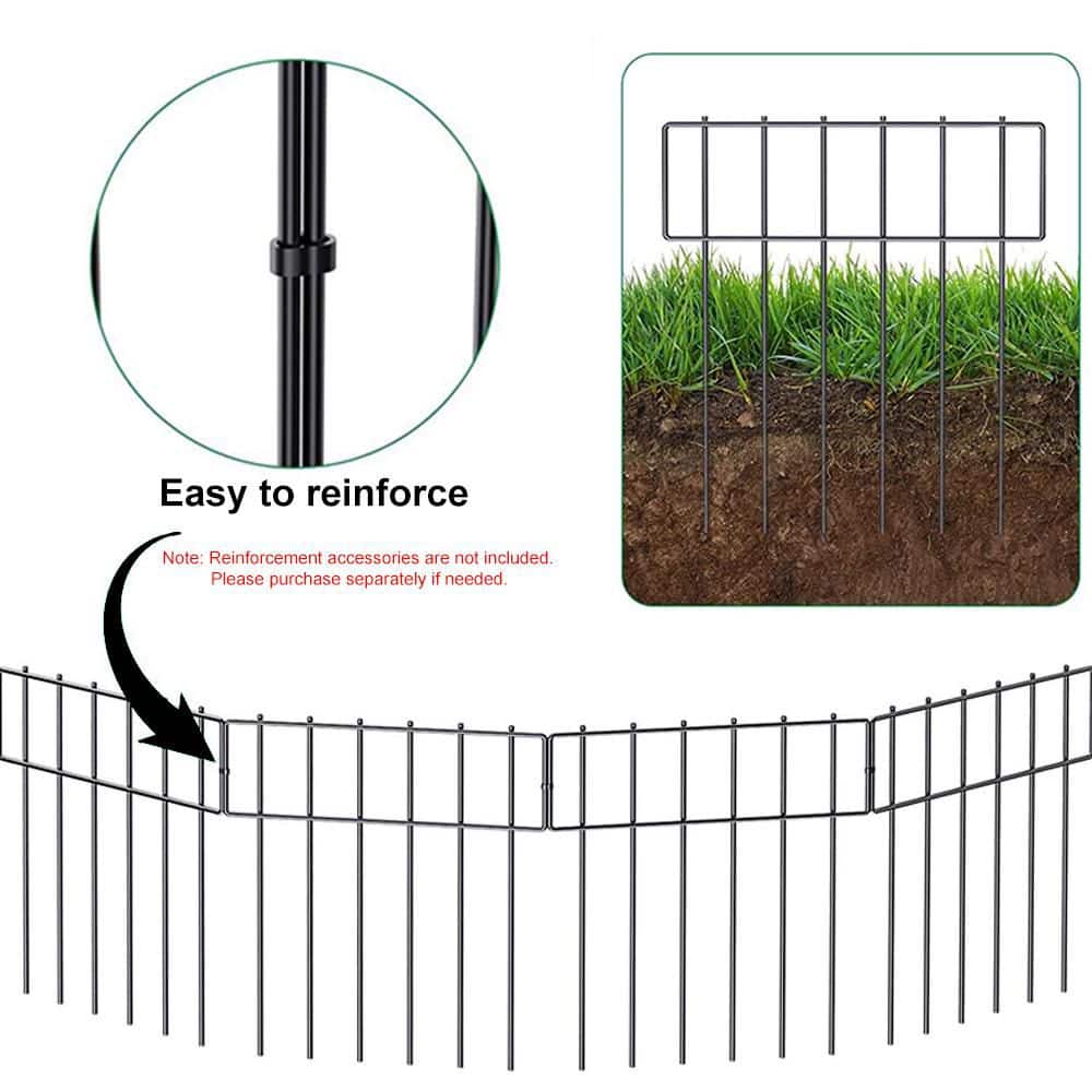 17 in. W x 13 in. H Metal Garden Fence Animal Barrier No Dig Fence for Dog Flower Boarder Patio Yard, 20-Panels - Hercitys
