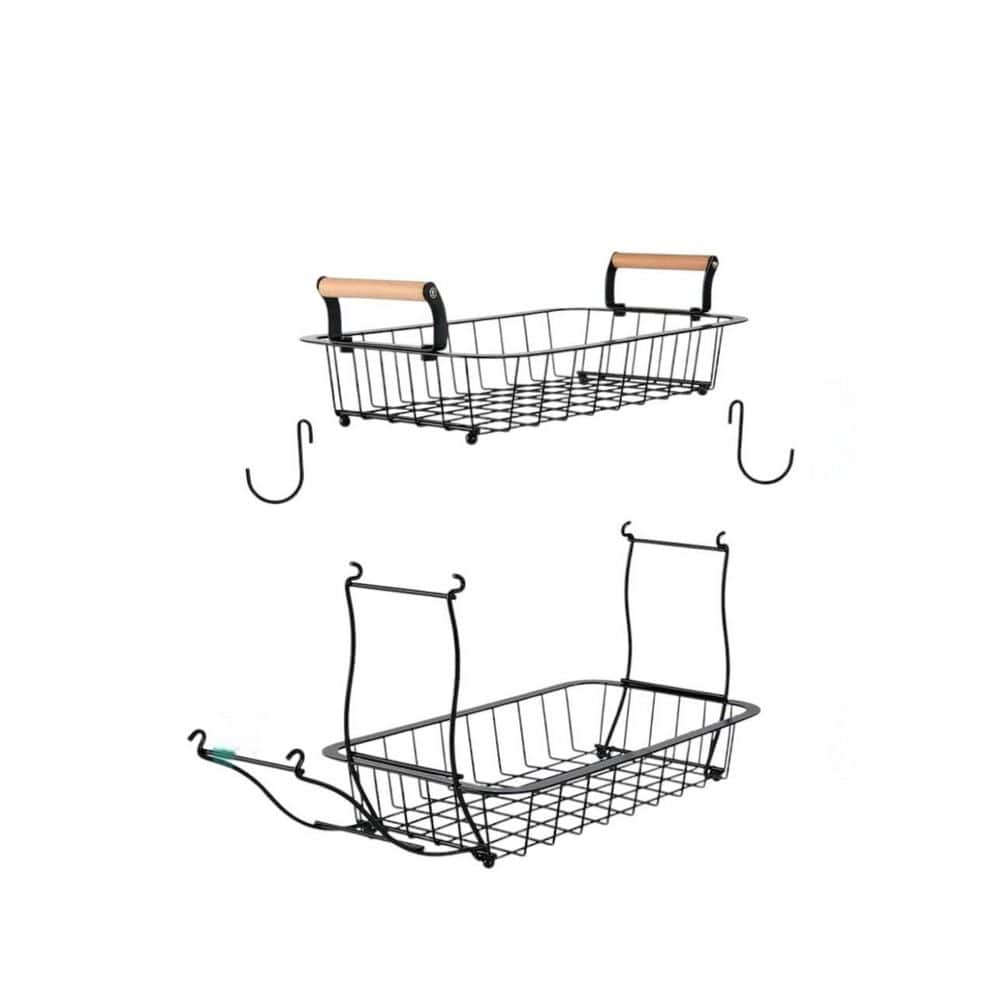 2-Tier Fruit Basket with 2 Hangers, Countertop Metal Wire Storage Bowl for Kitchen Counter Fruits Stand Holder Organizer - Hercitys