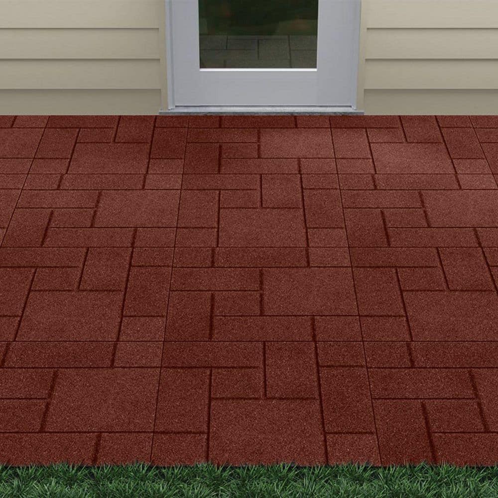 24 in. x 24 in. x 5/8 in. Red Dual-Sided Rubber Paver (4-Pack) - Hercitys