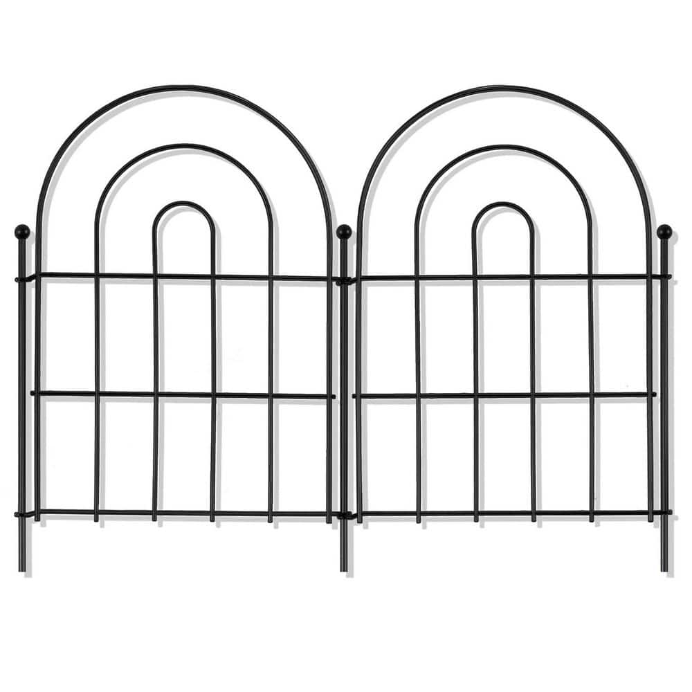 22 in. Metal Garden Fence Decorative Animal Barrier 10 Pack Rustproof Arched Design No Dig Easy Assembly for Yard Decor - Hercitys