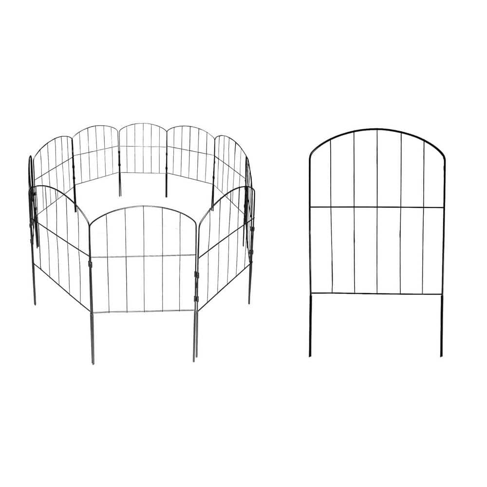 24 in. Metal Garden Fence Decorative Arched Panels Wire Border Animal Barrier Ground Stake Fence for Outdoor Decor - Hercitys