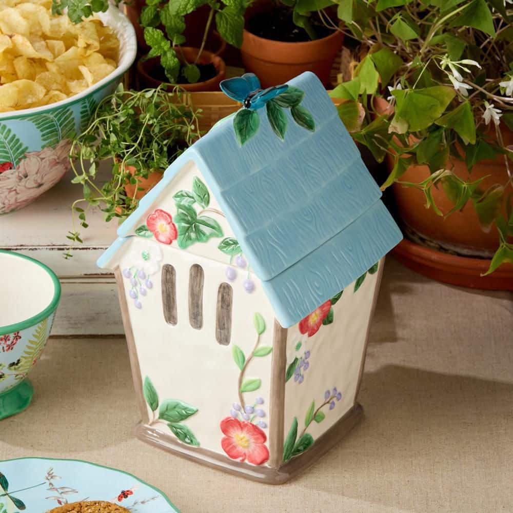 2 Piece Flora 3-D Birdhouse Cookie Jar - Hercitys
