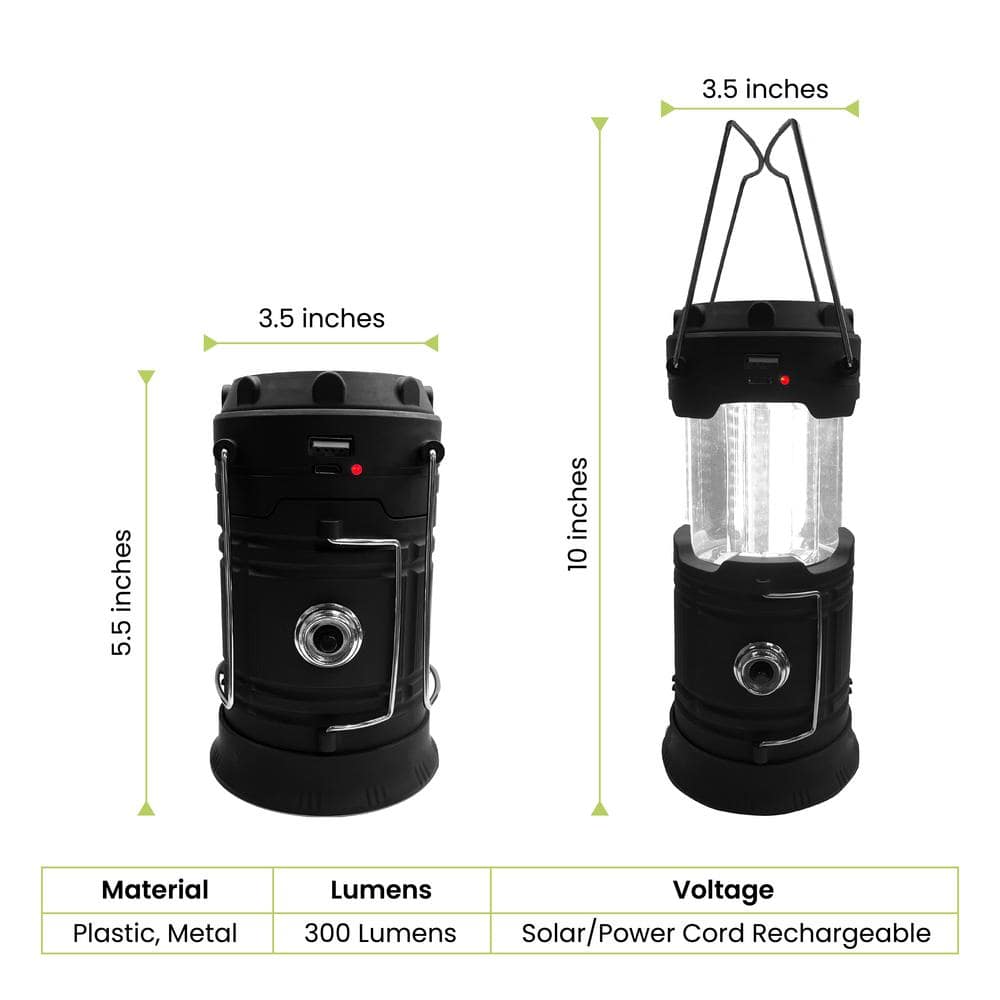 30-LED Indoor/Outdoor Rechargeable Solar Lantern - Hercitys