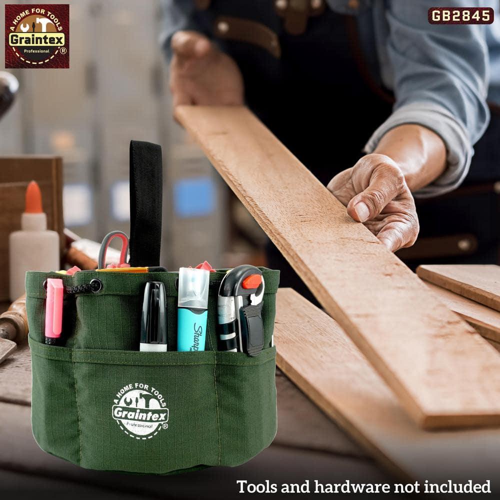 10 in. 18-Pockets Grab Tool Bags with Drawstring Closure Set of 3 - Hercitys