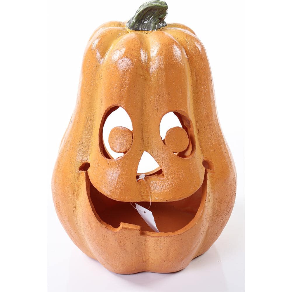 14 in. H x 10.5 in Dia Jack-O-Lantern, Light Orange - Hercitys