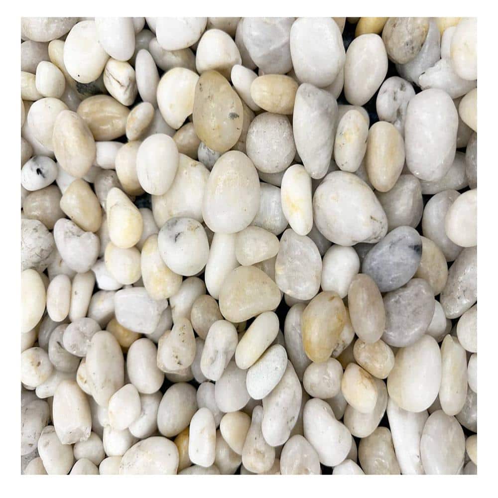 0.125 cu. ft. 2 in. – 3 in. 10 lbs. White Polished Rock Pebbles for Planters, Gardens, Aquariums and More - Hercitys
