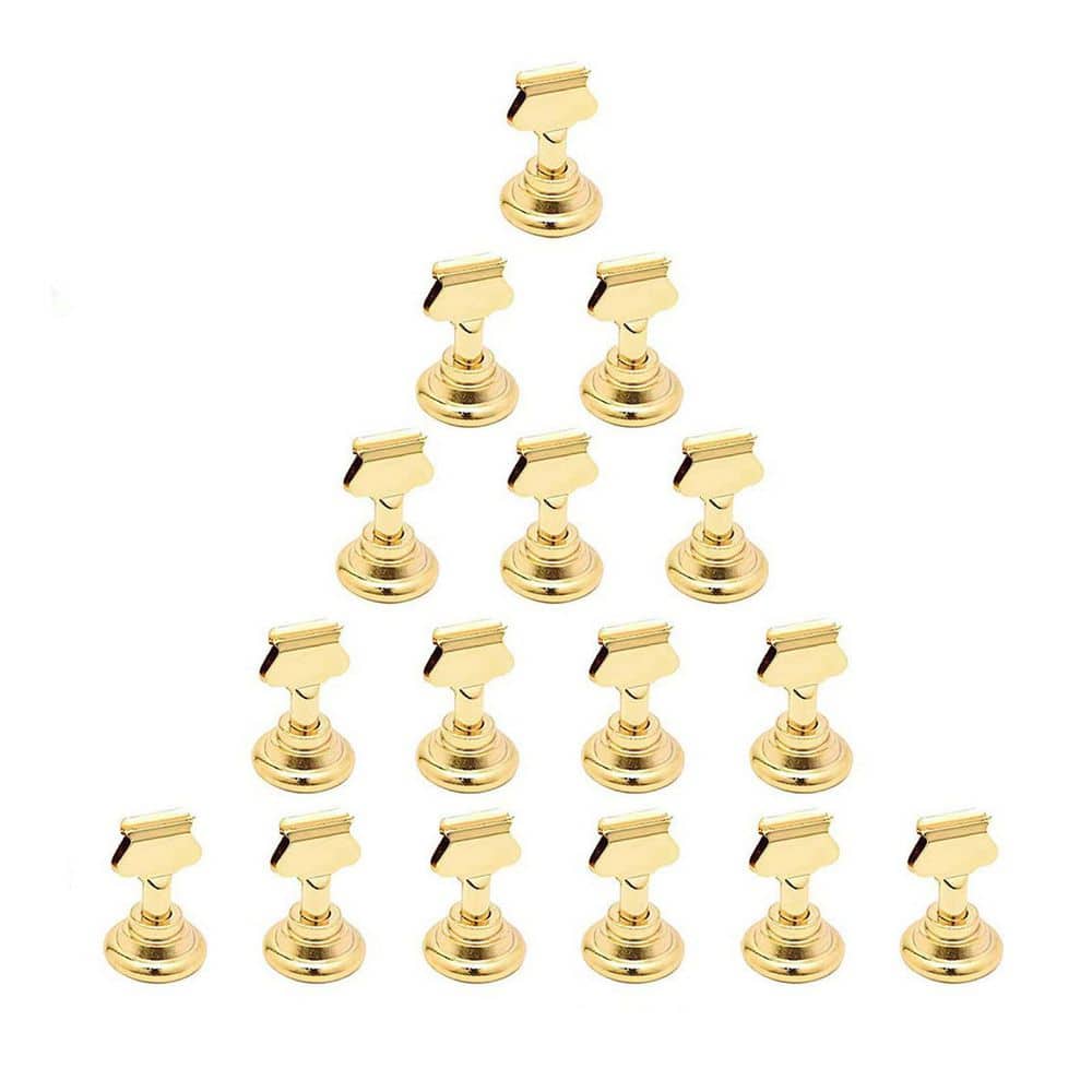 1 in. W x 1.7 in H Gold Solid Stainless Steel Card Place Holder (Set of 16) - Hercitys