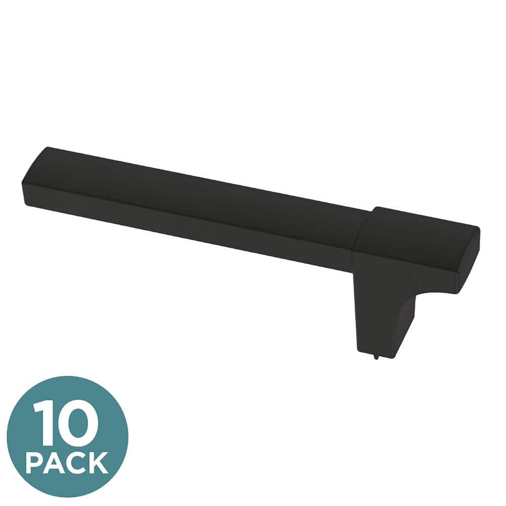 (10-Pack) Modern Track 3-23/32 in. (94 mm) Modern Matte Black T-Shaped Bar Cabinet Knobs - Hercitys