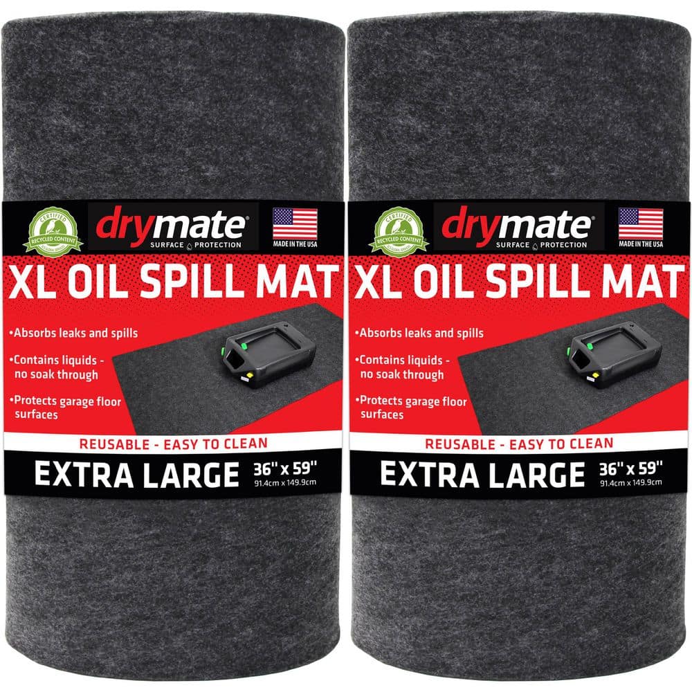 3 ft. W x 4 ft. 11 in. L Charcoal Gray Commercial/Residential Polyester Garage Flooring Oil Spill Mat (2-Pack) - Hercitys